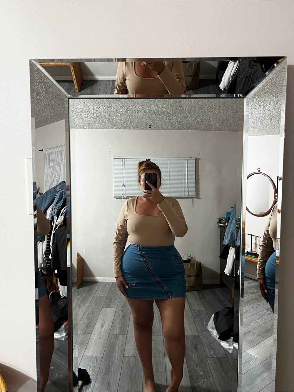 Blue Denim Skirt with zippers